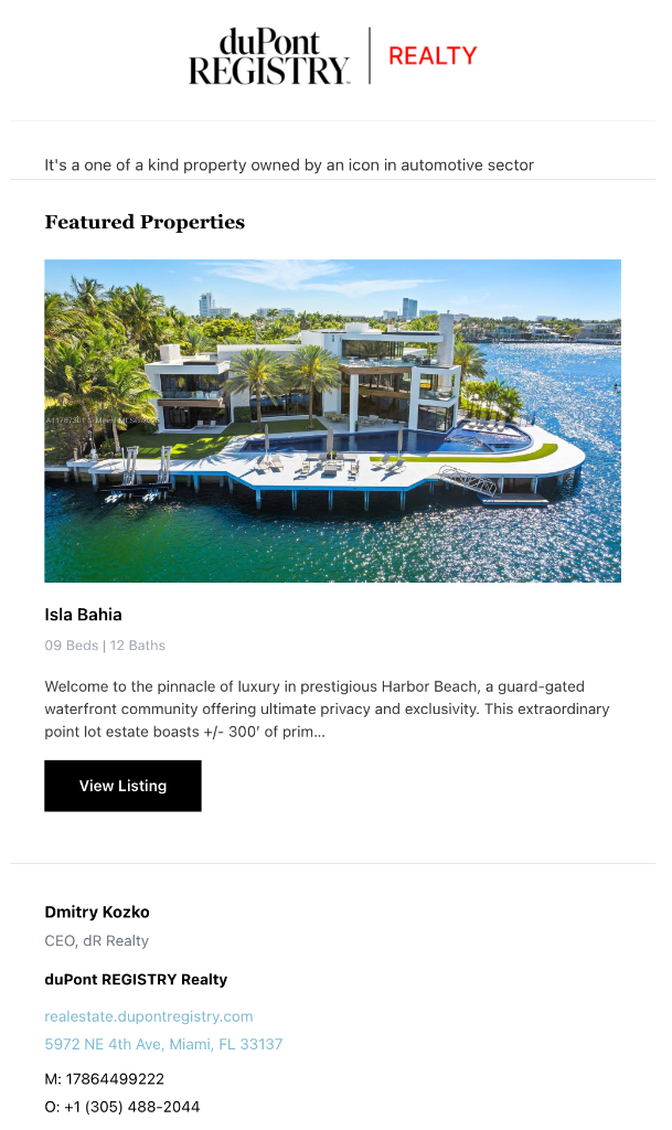 Real branded email sent by Aria